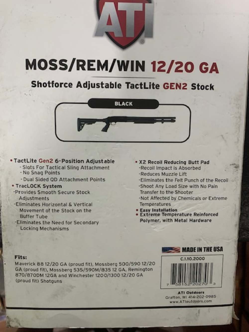 ATI REM/Moss/Win pistol grip stock gen2 tactlite black fits 14 models-img-1
