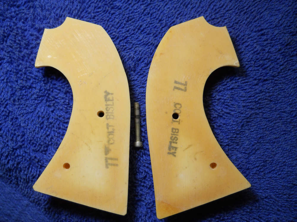 TWO PIECE FAUX STAG COLT BISLEY SAA GRIPS-img-1
