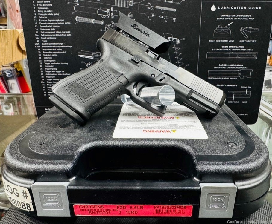 Glock 19 Gen5 MOS 9mm 4.02" Barrel 15rds w/ Red Dot Burris-img-4