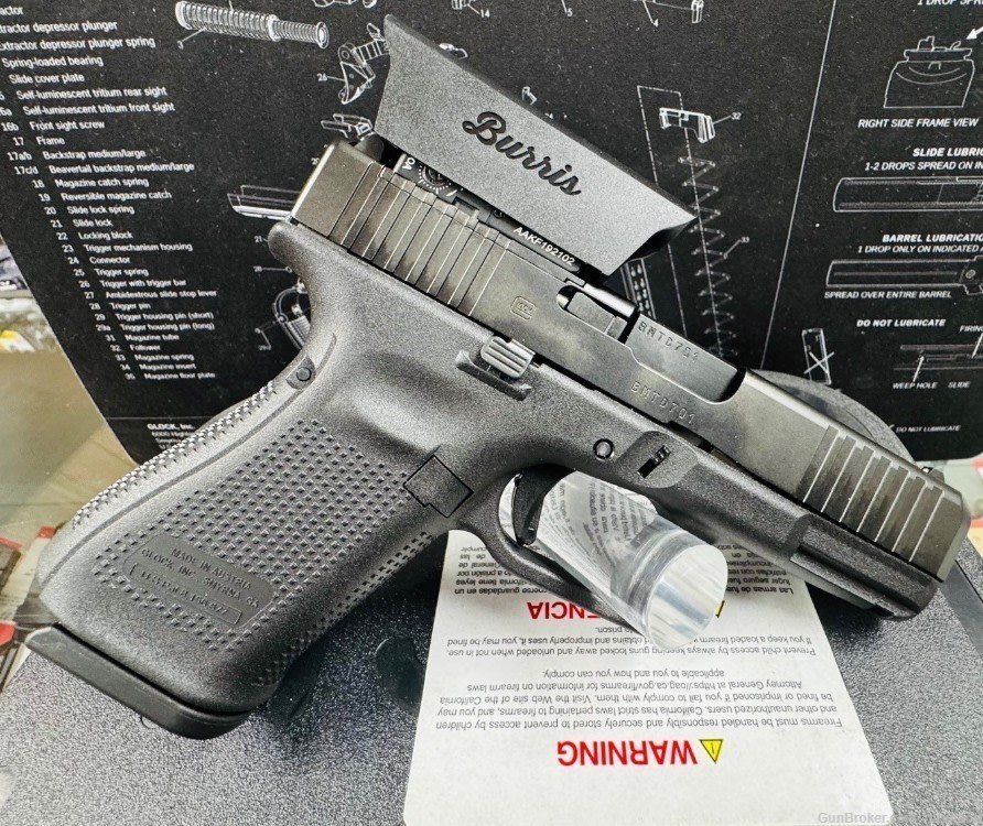 Glock 19 Gen5 MOS 9mm 4.02" Barrel 15rds w/ Red Dot Burris-img-3