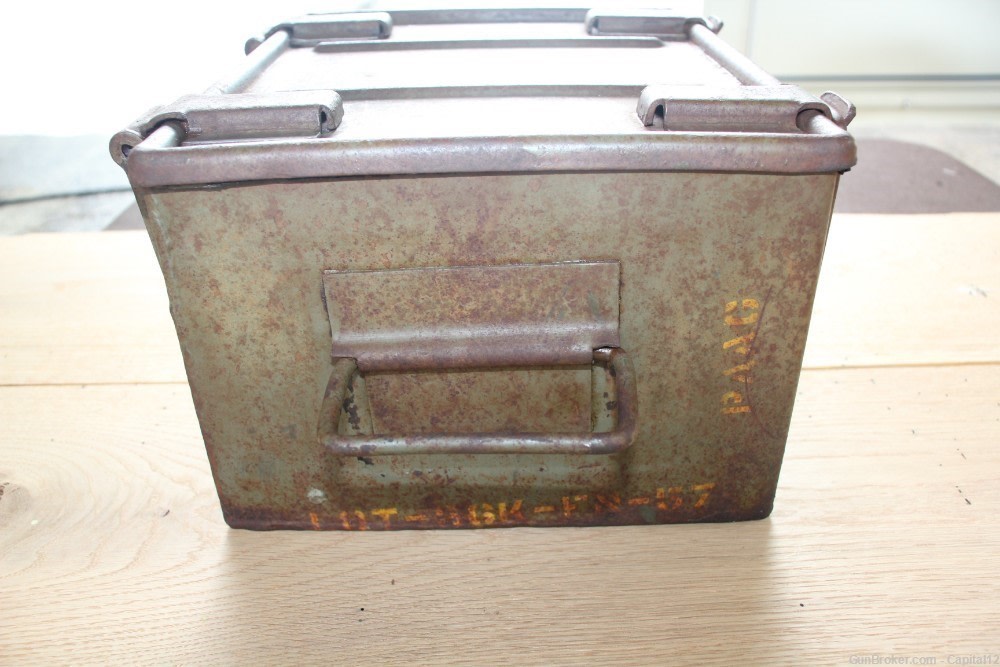 1957 FN Herstal Steel 740rd 30 Ball Metal Ammo Crate box w/ Handles-img-4