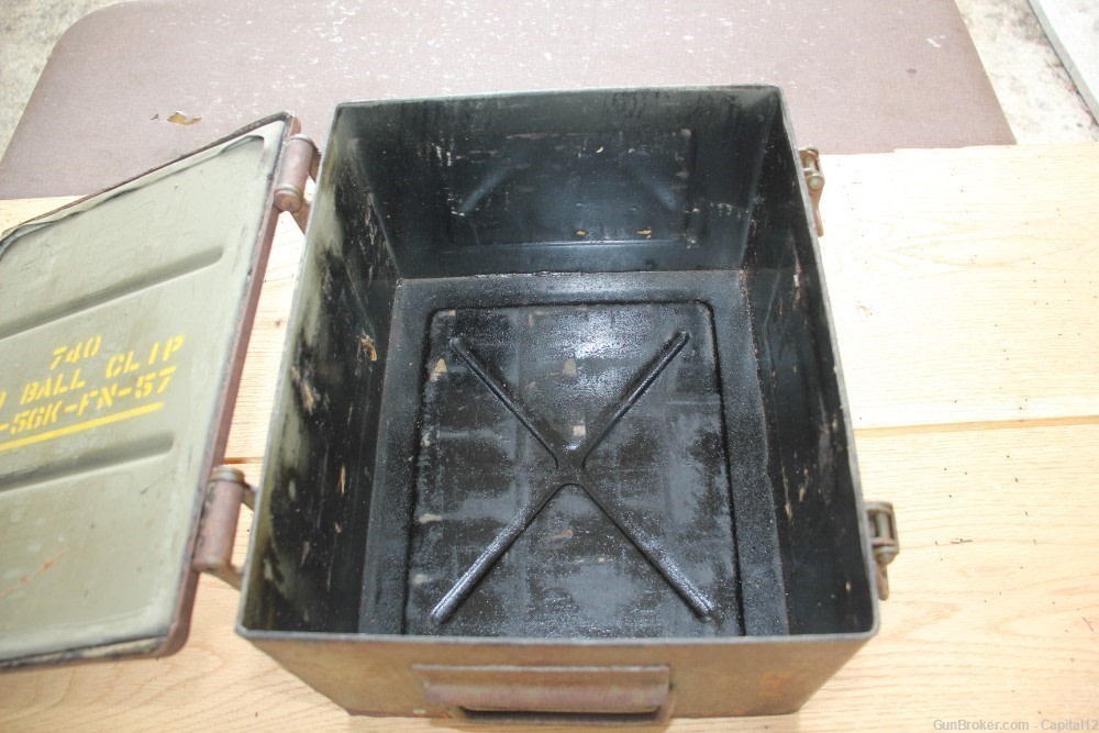 1957 FN Herstal Steel 740rd 30 Ball Metal Ammo Crate box w/ Handles-img-7