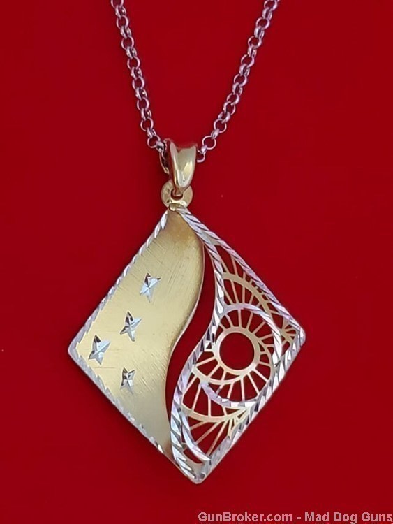 925 Sterling Silver Rhodium Plated & 14K Gold Overlay Necklace.S34*REDUCED*-img-0