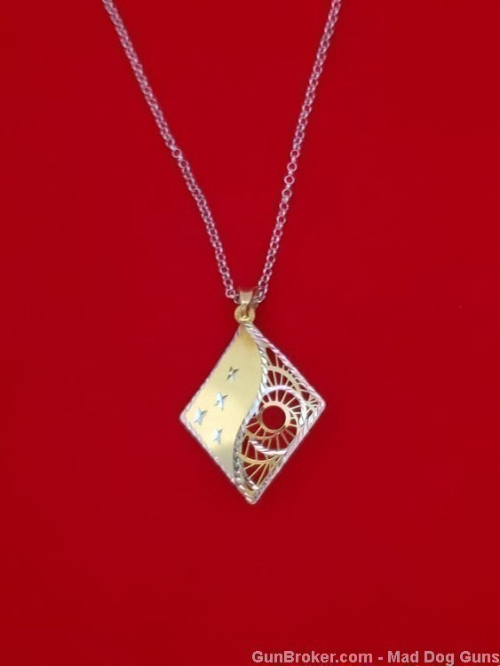 925 Sterling Silver Rhodium Plated & 14K Gold Overlay Necklace.S34*REDUCED*-img-1