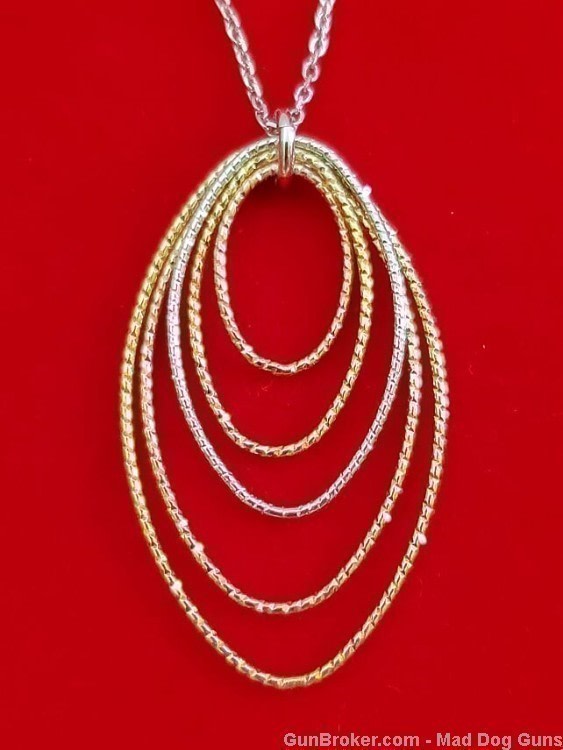 925 Sterling Silver Rhodium Plated & 14K Gold Overlay Necklace.S32*REDUCED*-img-0