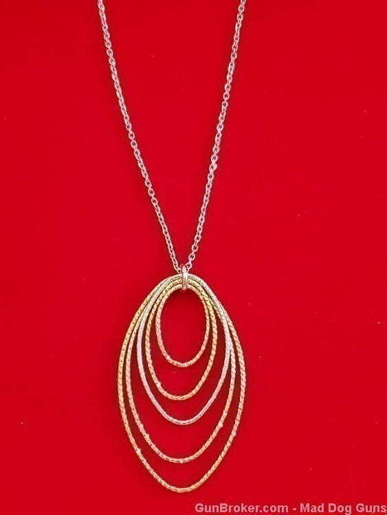 925 Sterling Silver Rhodium Plated & 14K Gold Overlay Necklace.S32*REDUCED*-img-1