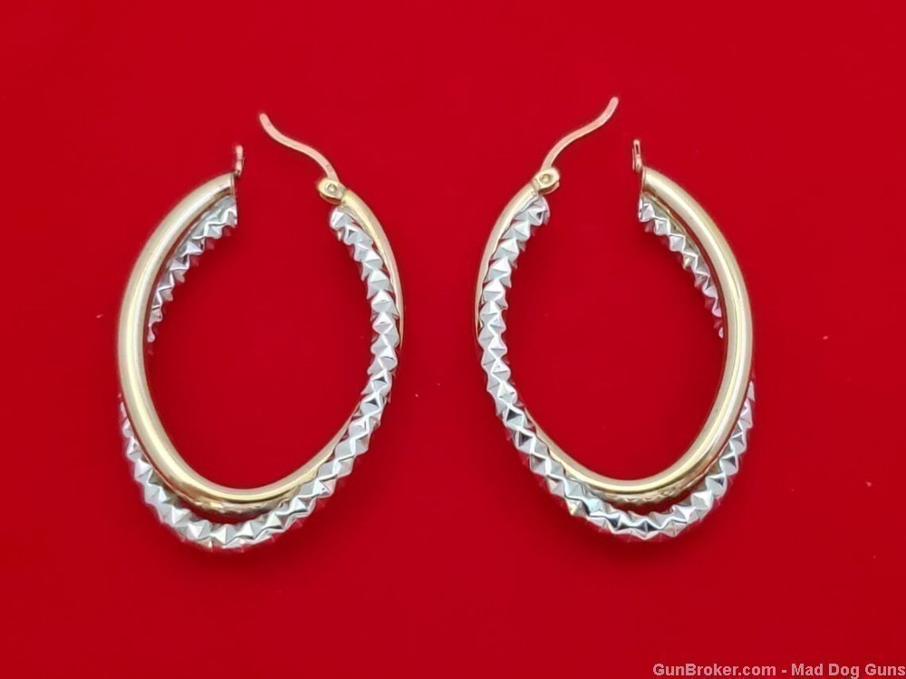925 Sterling Silver Rhodium Plated & 14K Gold Overlay Earrings.S31*REDUCED*-img-1