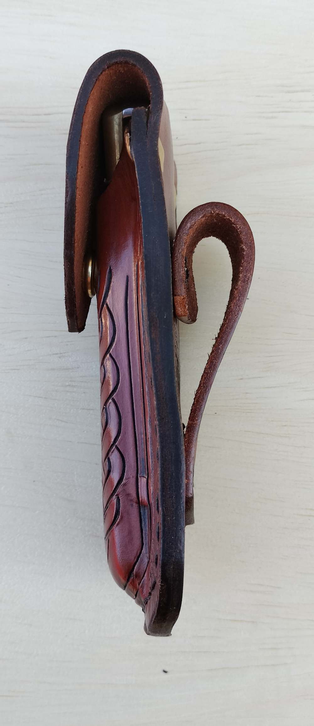 Celtic Belt Loop Leather Sheath Fits Buck 110 Folding Hunter -img-6