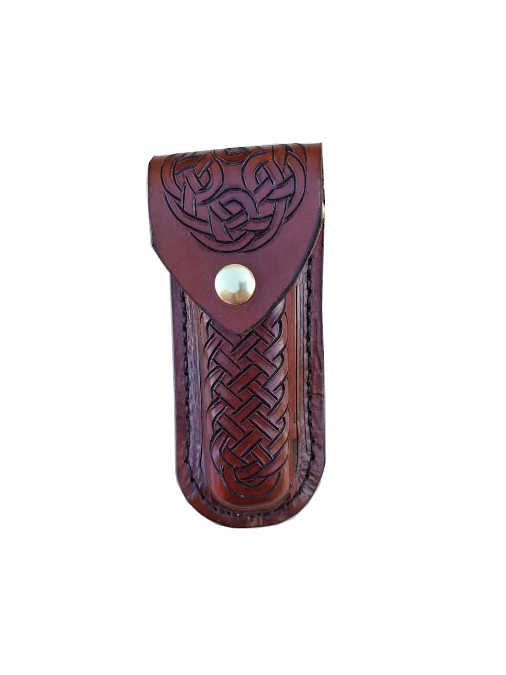 Celtic Belt Loop Leather Sheath Fits Buck 110 Folding Hunter -img-0