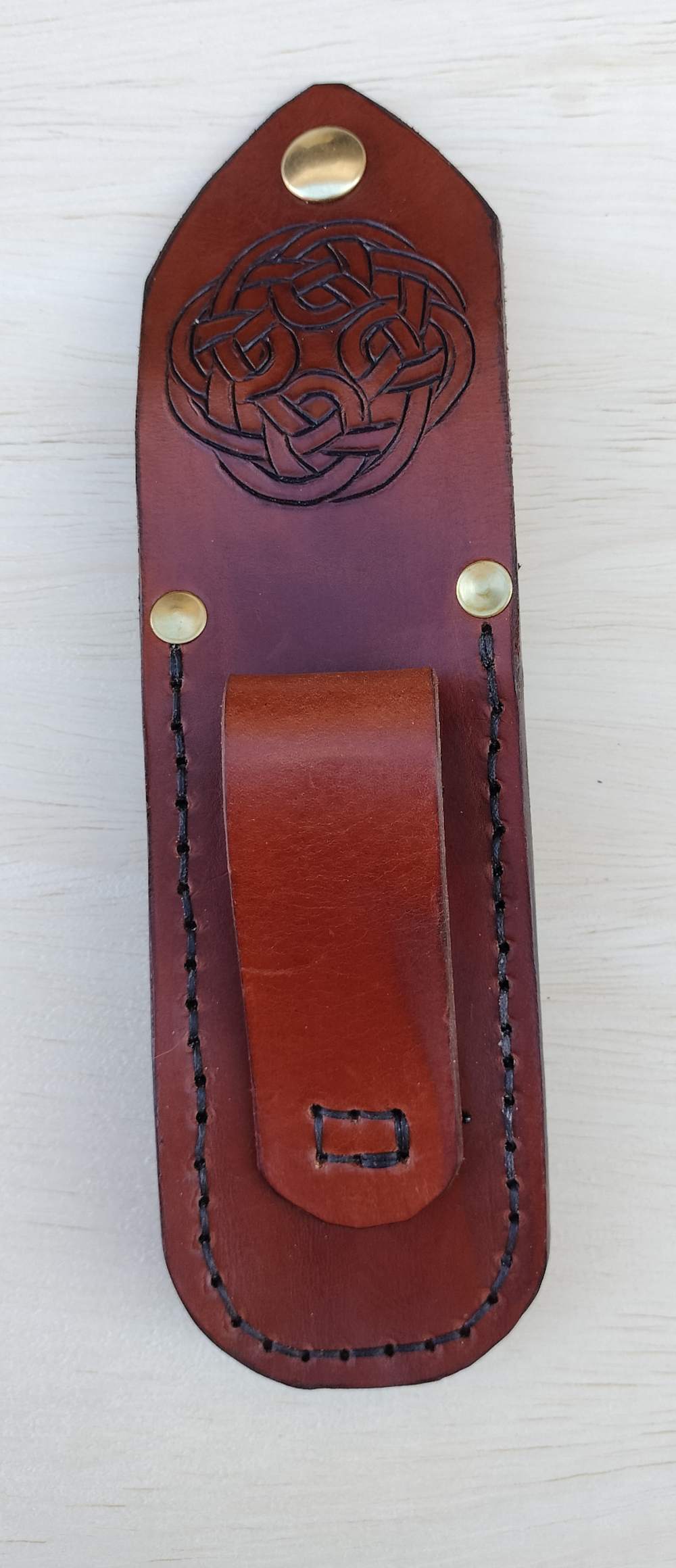 Celtic Belt Loop Leather Sheath Fits Buck 110 Folding Hunter -img-2