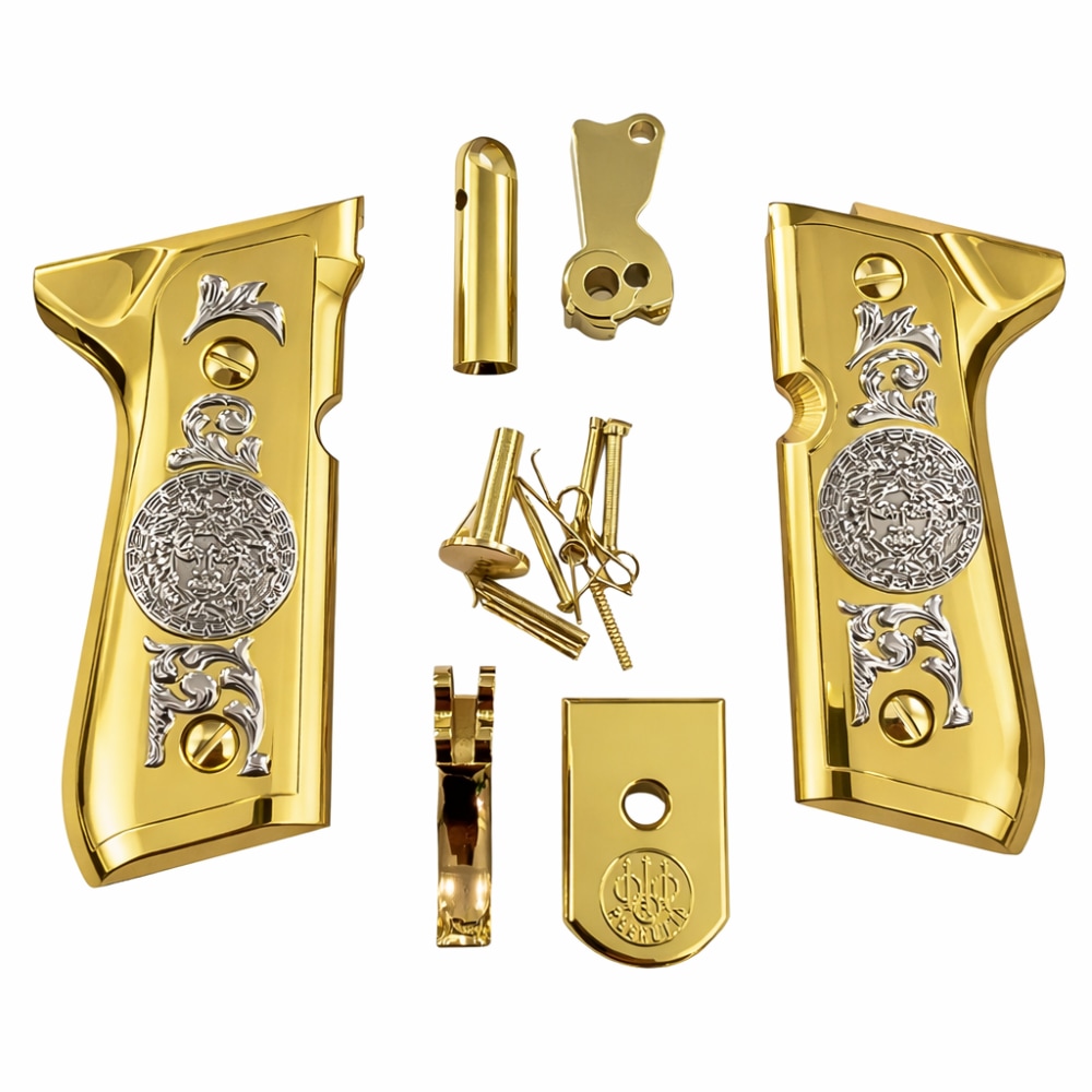 Beretta 92 / 96 Series Gold Medusa Grip Panels & Parts Kit – Luxury Custom -img-0