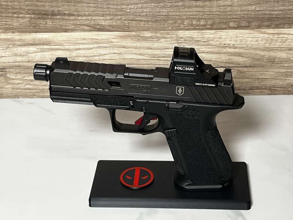 Deadpool Themed Glock Pistol Stand Black Red Custom 3D Printed Display-img-0