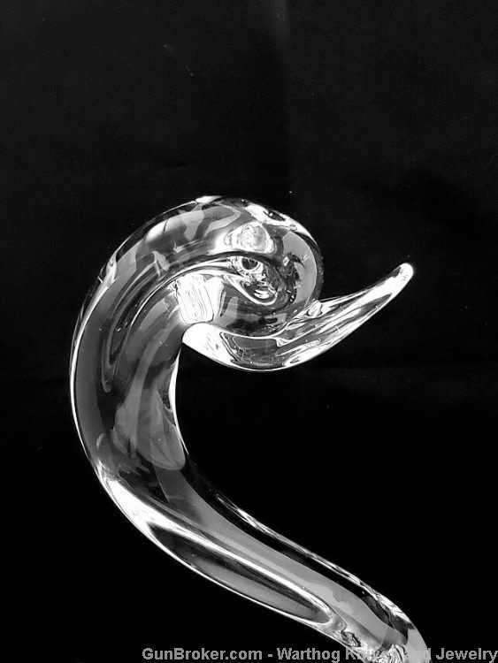 Vintage Solid, Extremely Clear, Crystal Swan Figurine.  Heavy.  10" tall.-img-4