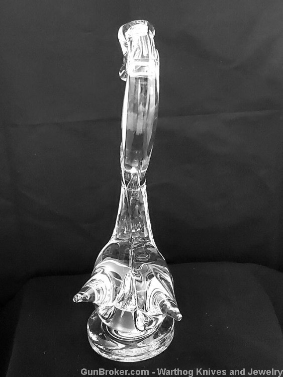Vintage Solid, Extremely Clear, Crystal Swan Figurine.  Heavy.  10" tall.-img-3