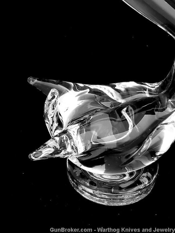 Vintage Solid, Extremely Clear, Crystal Swan Figurine.  Heavy.  10" tall.-img-5