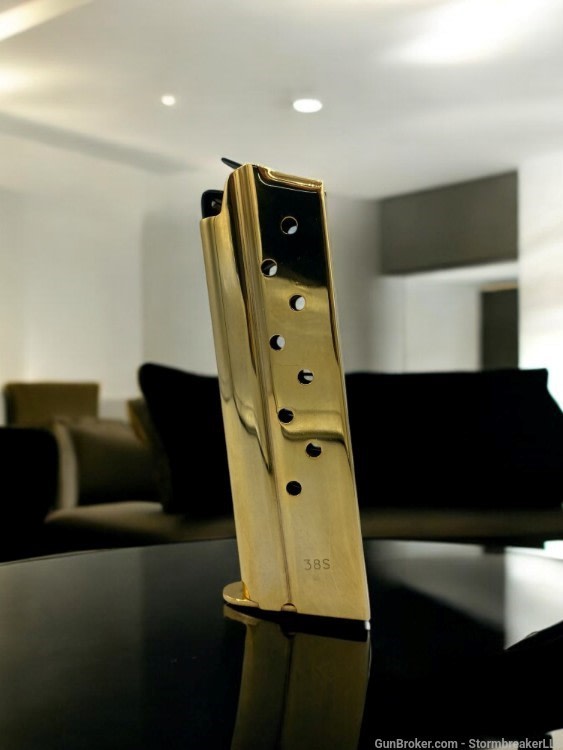 1911 Colt Factory 9 Round .38 SUPER Magazine 24K Gold-img-0