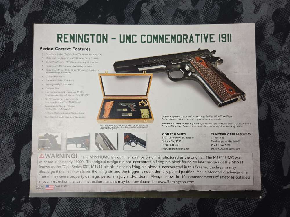 RARE Limited Edition Remington UMC Commemorative Model 1911-img-1