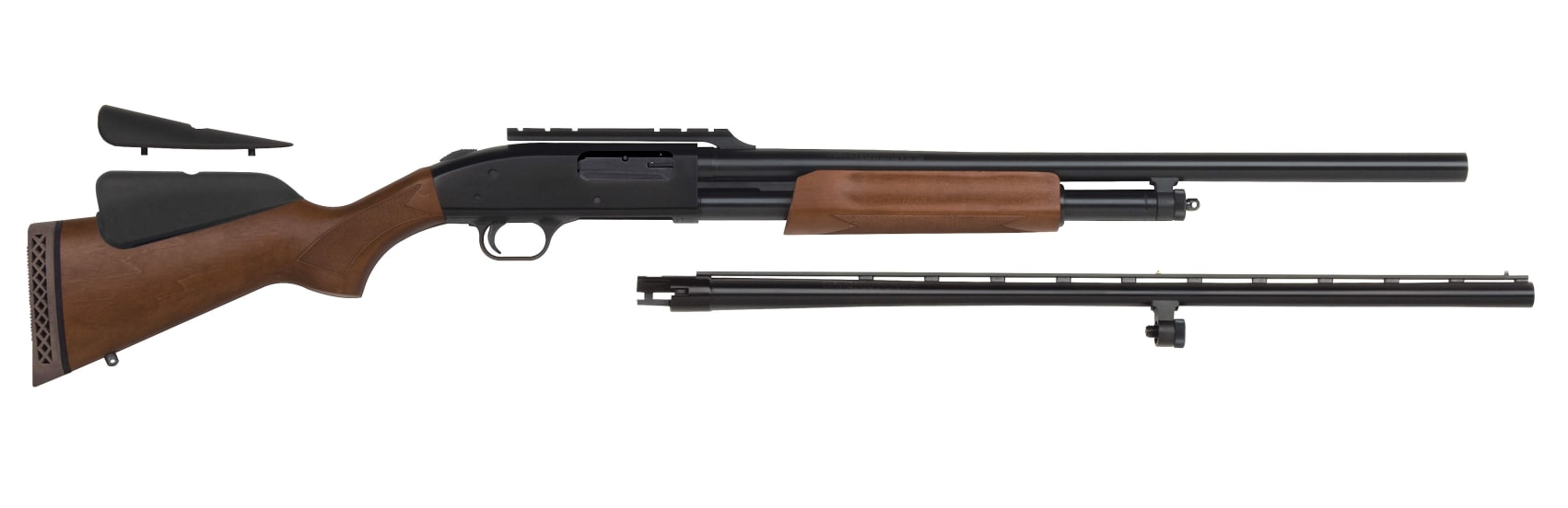 Mossberg 500 Combo 12G 24" 28" Vent Rib Scope Base Blued Wood 5Rd-img-1