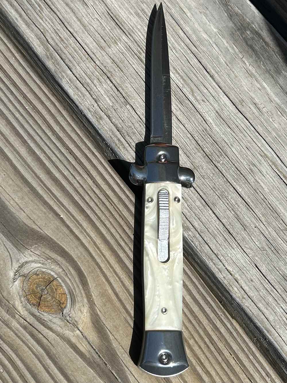 Milano Stiletto Style OTF Knife - Elite Collection - White-img-3