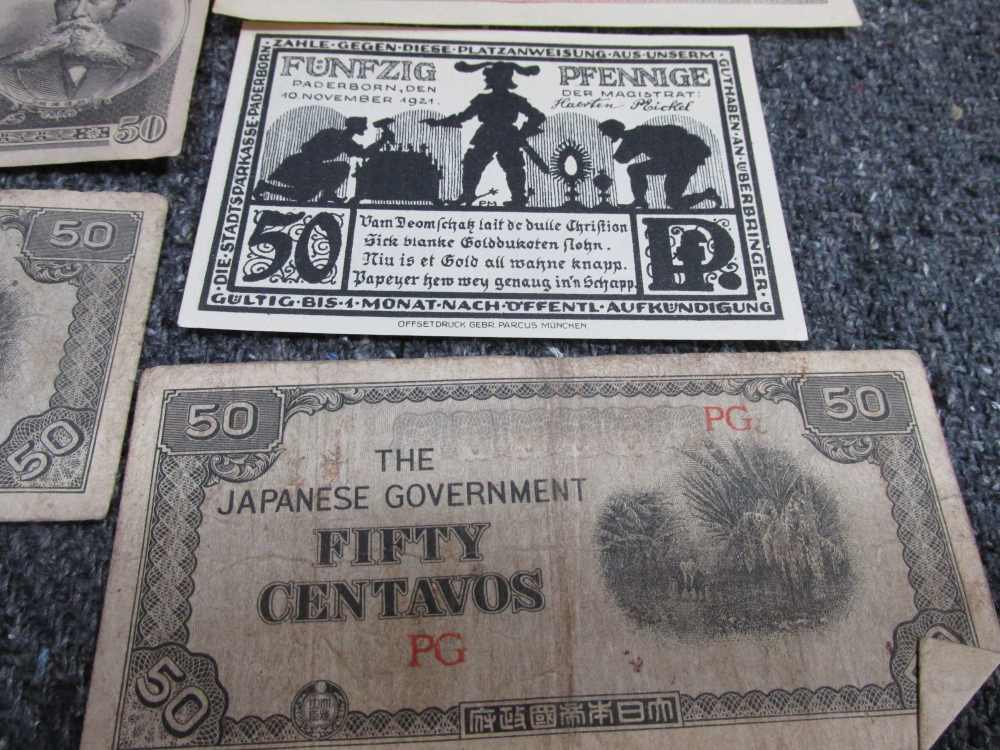 LOT OF 15 PIECES WWII ERA WORLDWIDE PAPER MONEY-ALL GERMAN & JAPANESE-img-2
