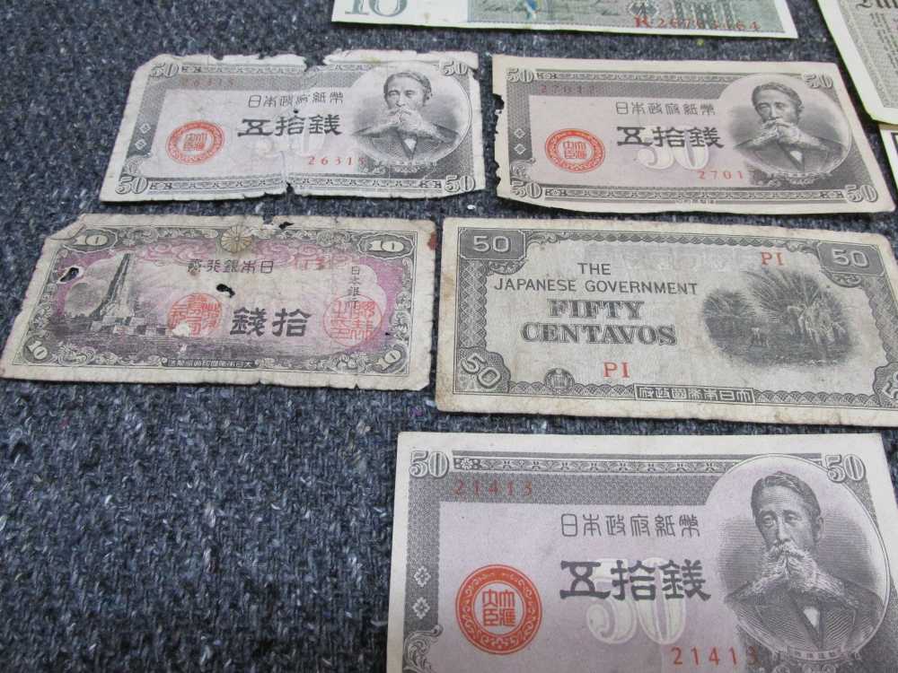 LOT OF 15 PIECES WWII ERA WORLDWIDE PAPER MONEY-ALL GERMAN & JAPANESE-img-1