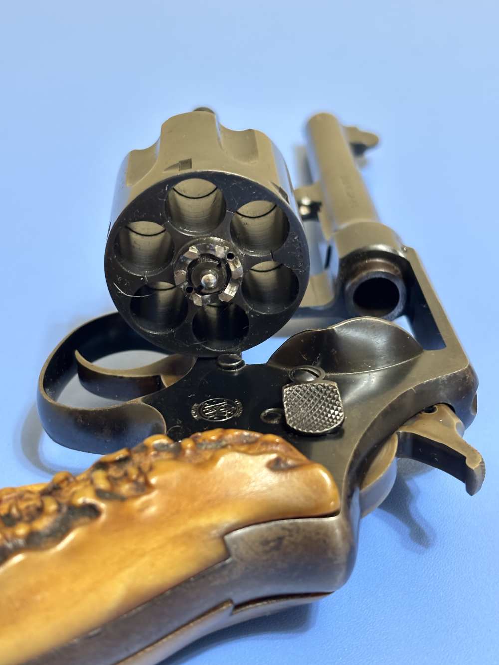 Smith & Wesson Double Action .45ACP 6 RD 5.5" Stag Horn Grips Clean Piece-img-46