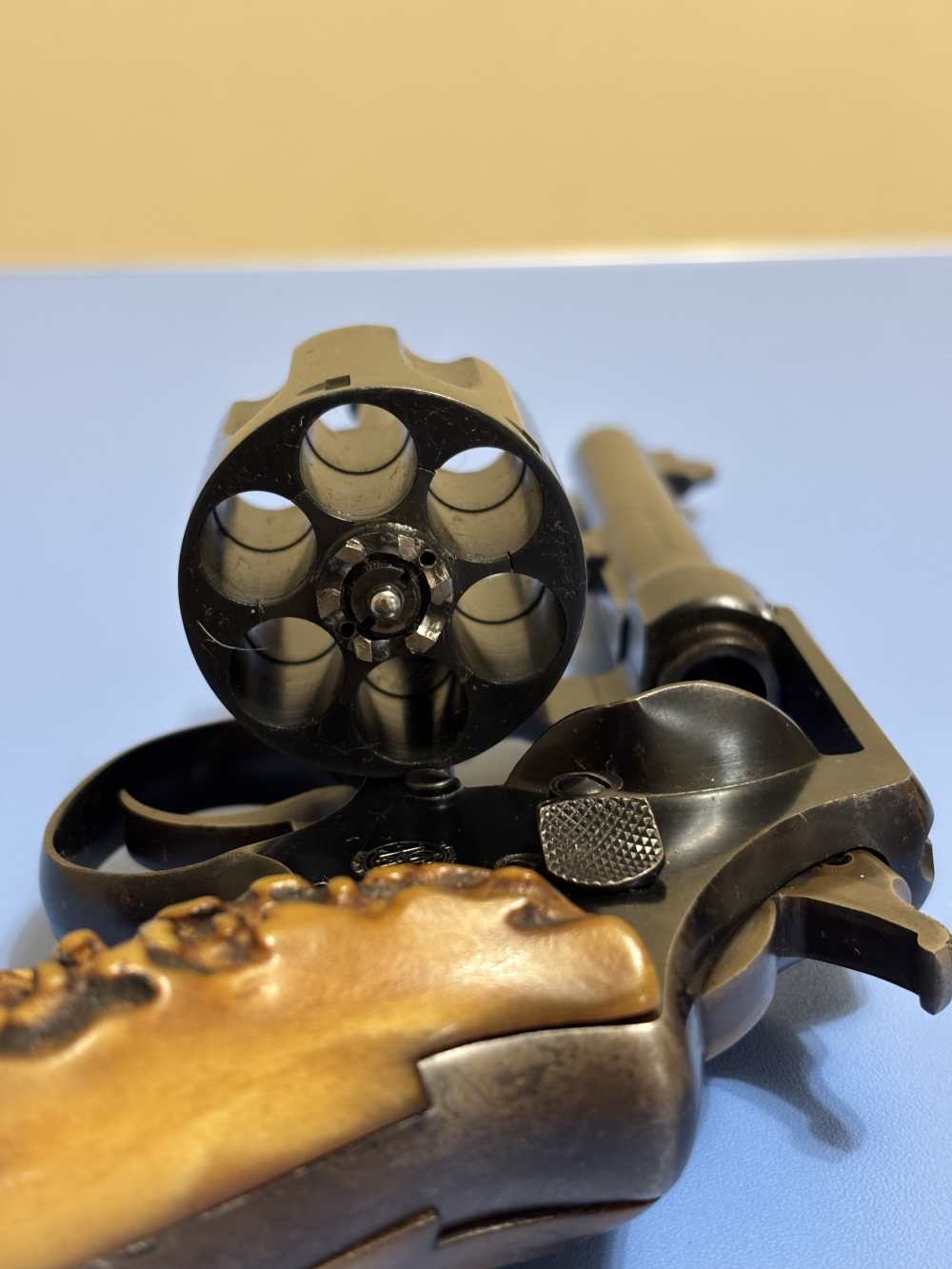 Smith & Wesson Double Action .45ACP 6 RD 5.5" Stag Horn Grips Clean Piece-img-45