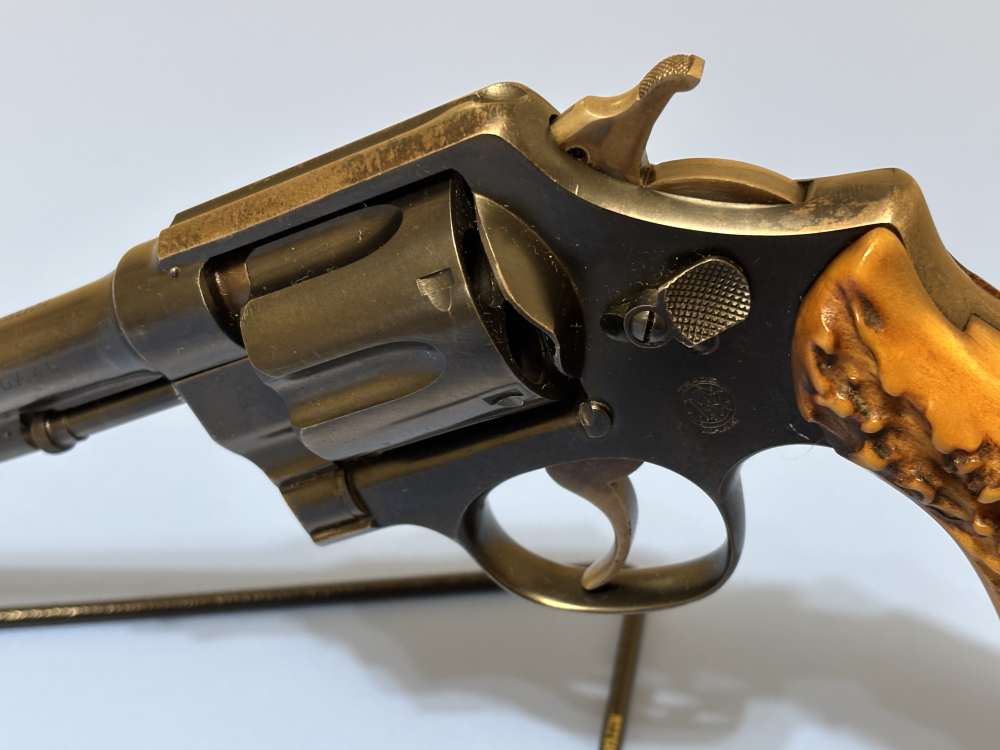 Smith & Wesson Double Action .45ACP 6 RD 5.5" Stag Horn Grips Clean Piece-img-2