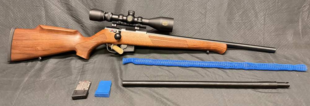CLEAN ANSCHUTZ 1761 17MACH2 WITH 22LR BARREL AND 2 5RD MAGS 1 SINGLE SHOT -img-0