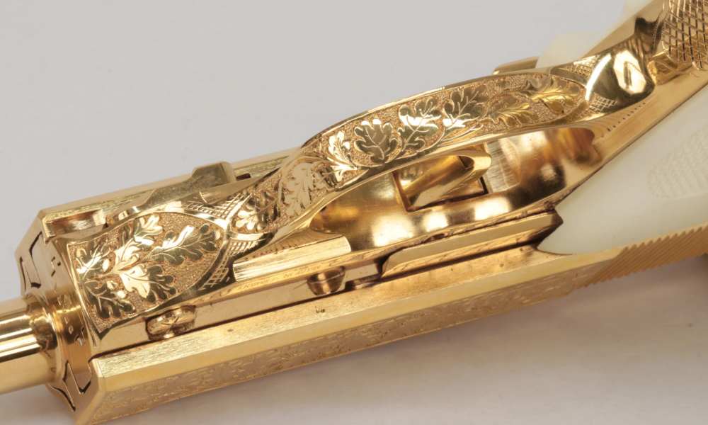 Walther P38 Factory Engraved Gold 9mm Pistol Like New In The Box-img-8