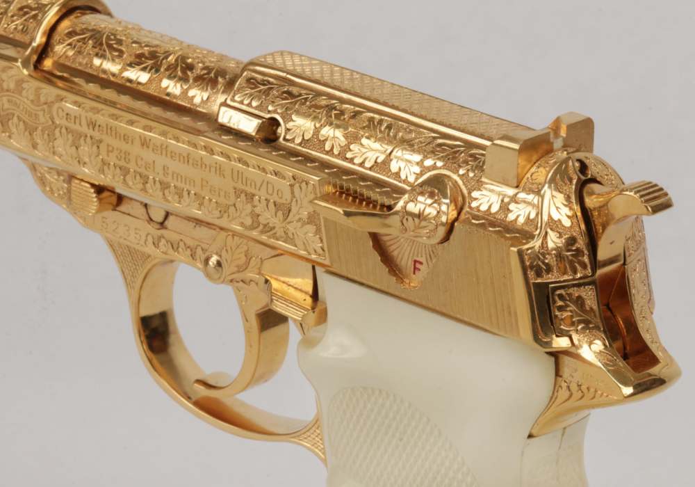 Walther P38 Factory Engraved Gold 9mm Pistol Like New In The Box-img-2