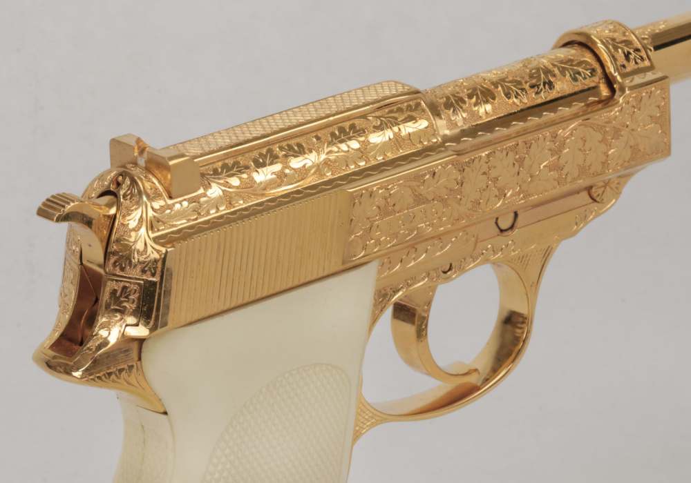 Walther P38 Factory Engraved Gold 9mm Pistol Like New In The Box-img-6