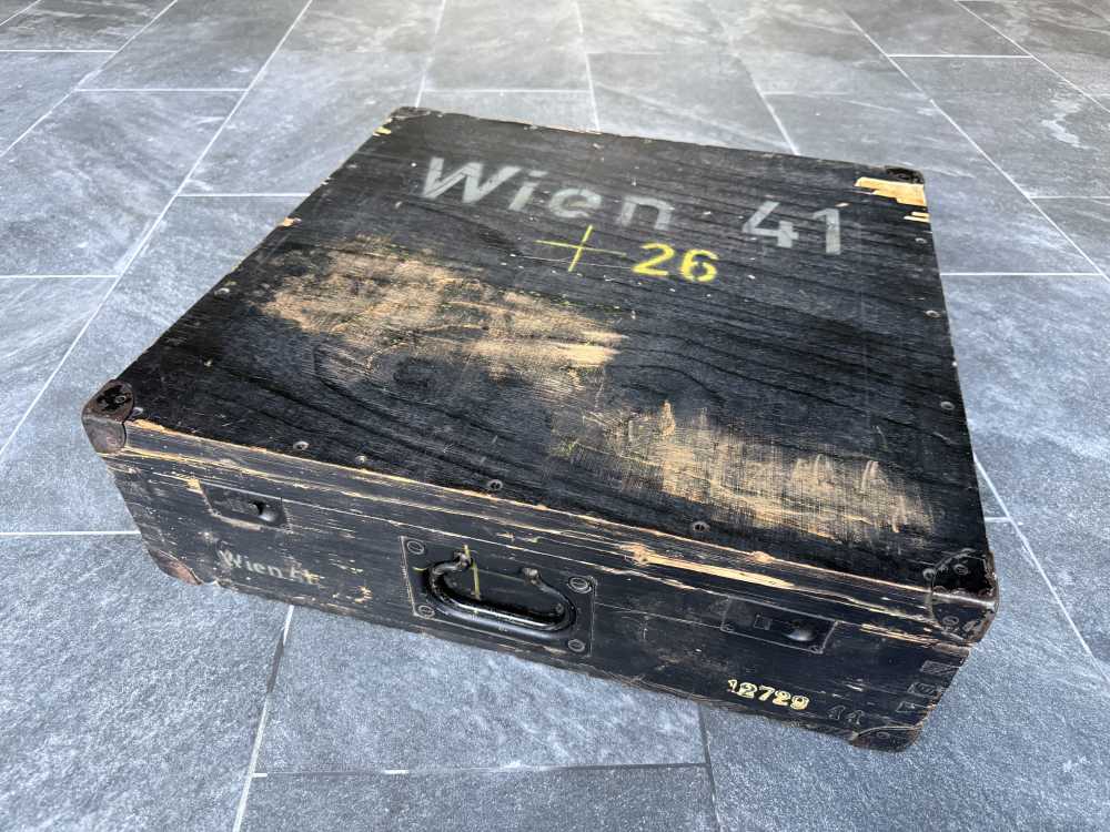 WWII German Wien 41 Mine Detector Transport Box Wooden Pioneer  Reenactment-img-0