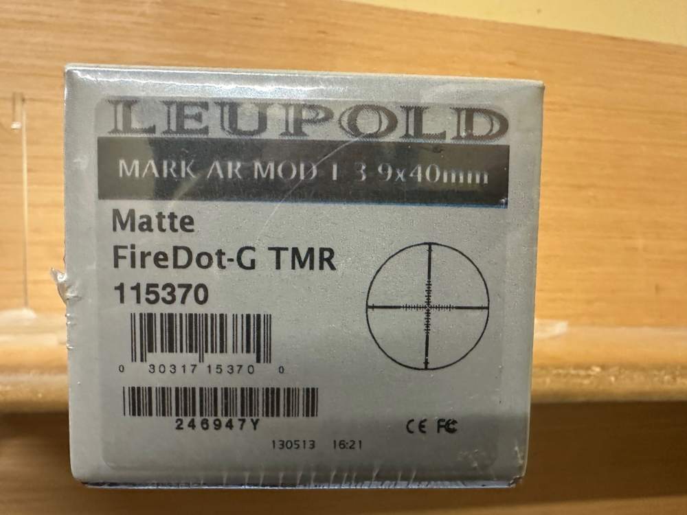 Leupold Mark AR Mod 1 3-9x40 Firedot-G TMR Scope UNOPENED -- PENNY BID-img-0