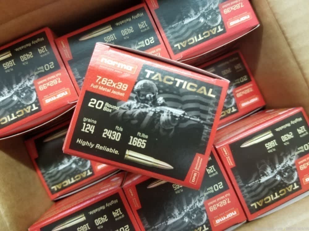 Norma 7.62x39 124gr FMJ RUAG 7.62x39 FMJ Brass Case 500 Rounds -img-1