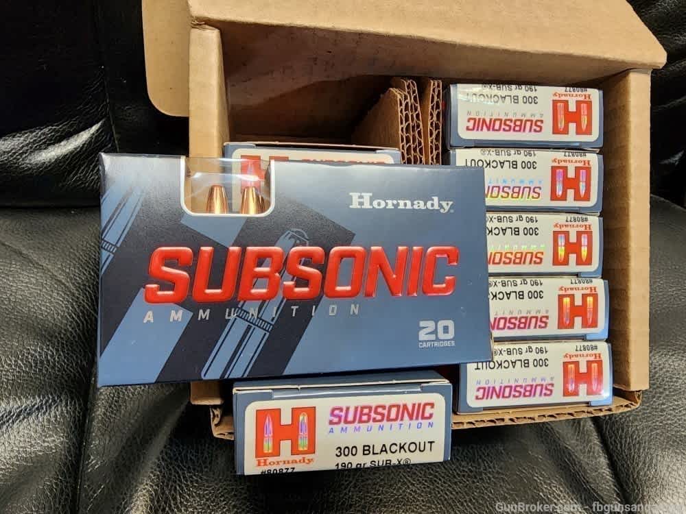 200 ROUNDS HORNADY SUBSONIC .300 BLACKOUT 190 SUB-X BLK BLACK OUT SUBX FLEX-img-0