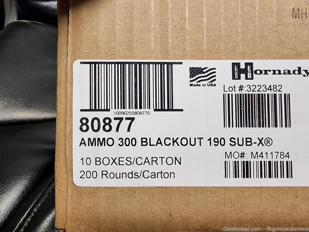 200 ROUNDS HORNADY SUBSONIC .300 BLACKOUT 190 SUB-X BLK BLACK OUT SUBX FLEX-img-1