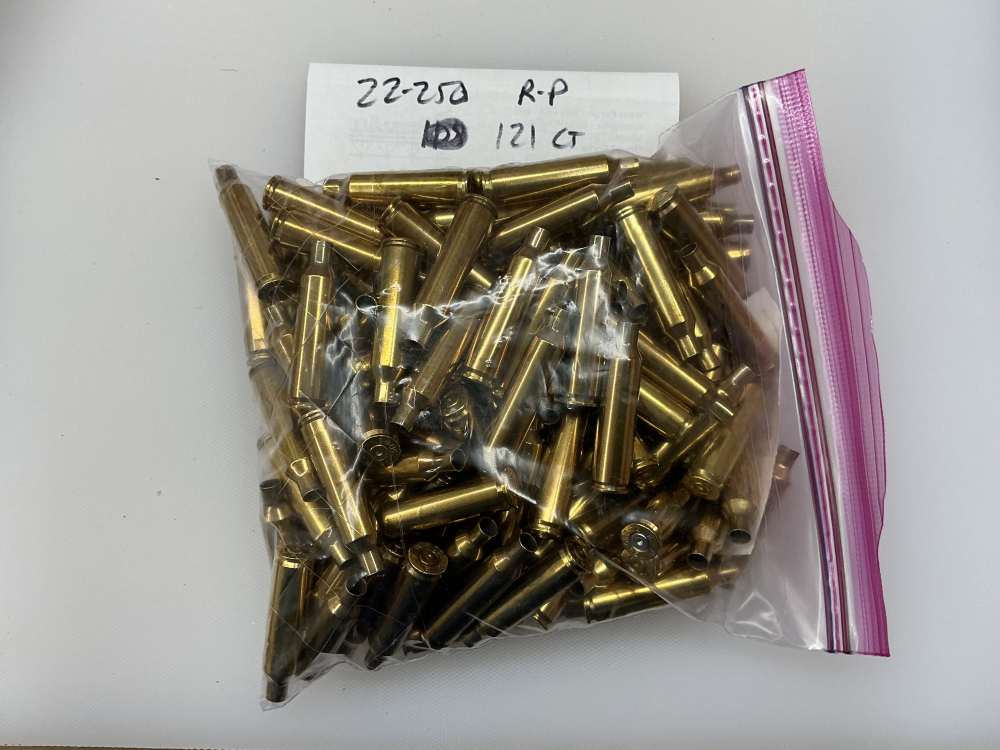 121 count 22-250 Remington brass cases all R-P headstamp previously fired -img-0