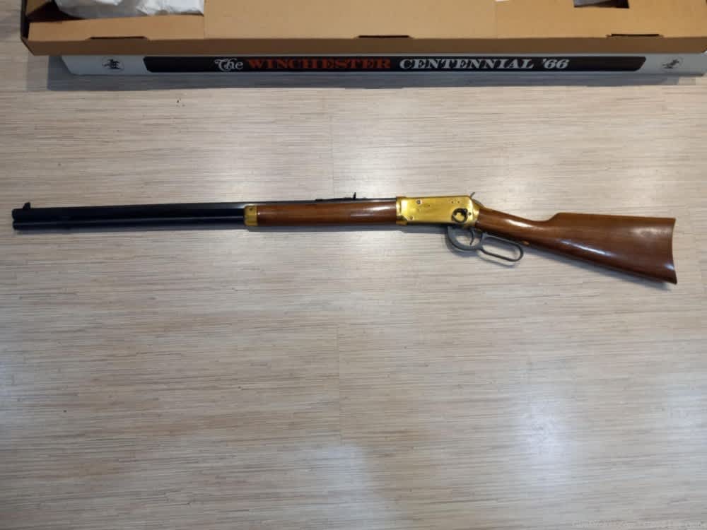 WINCHESTER 94 CENTENNIAL 66 LEVER RIFLE 30.30 GOLD PLATED BOX NEVER FIRED!-img-5