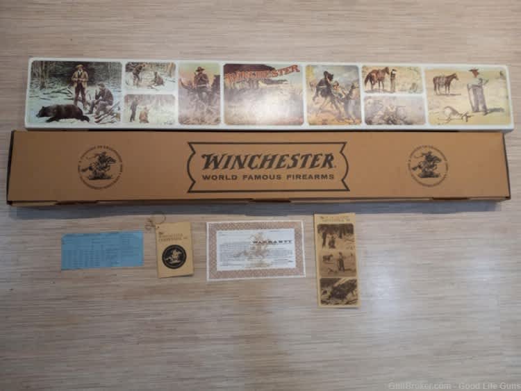 WINCHESTER 94 CENTENNIAL 66 LEVER RIFLE 30.30 GOLD PLATED BOX NEVER FIRED!-img-17