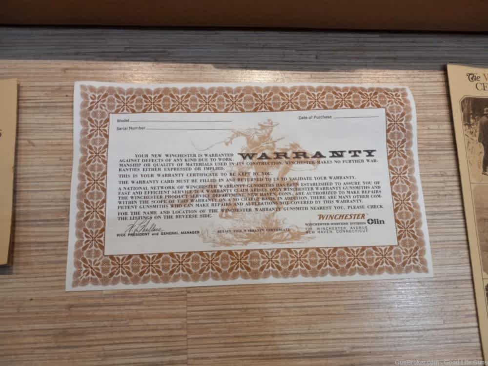 WINCHESTER 94 CENTENNIAL 66 LEVER RIFLE 30.30 GOLD PLATED BOX NEVER FIRED!-img-22
