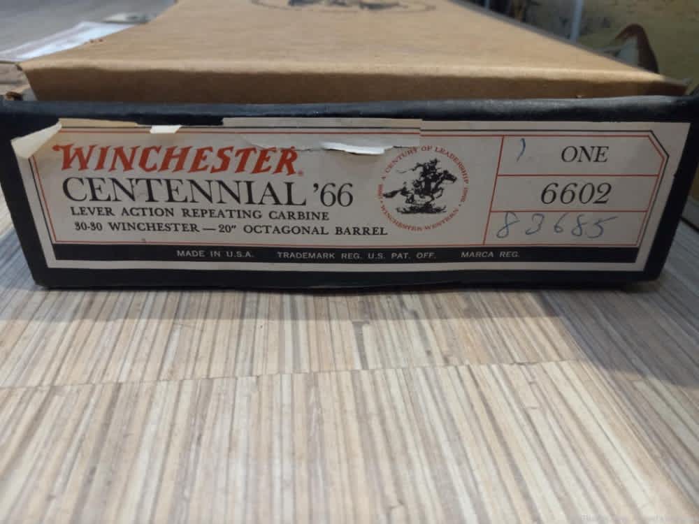 WINCHESTER 94 CENTENNIAL 66 LEVER RIFLE 30.30 GOLD PLATED BOX NEVER FIRED!-img-19