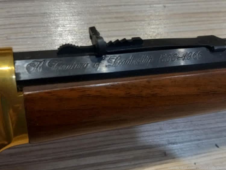 WINCHESTER 94 CENTENNIAL 66 LEVER RIFLE 30.30 GOLD PLATED BOX NEVER FIRED!-img-11