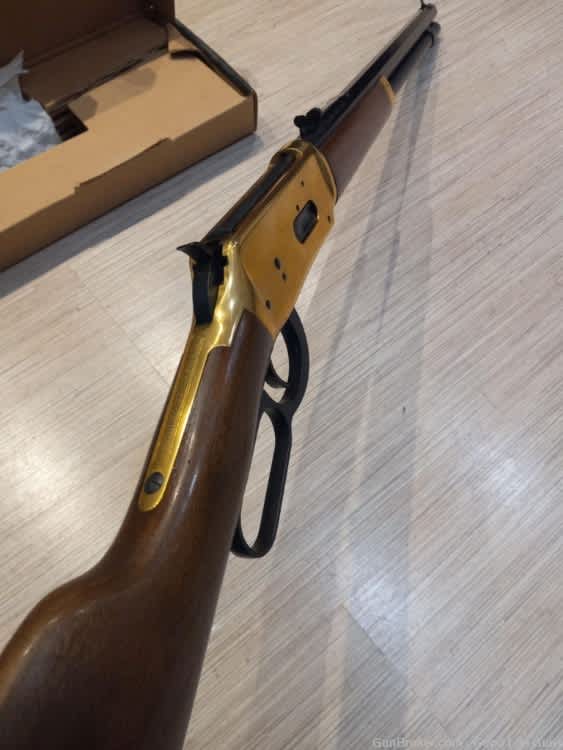 WINCHESTER 94 CENTENNIAL 66 LEVER RIFLE 30.30 GOLD PLATED BOX NEVER FIRED!-img-12