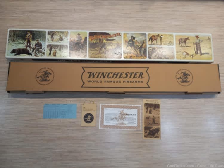 WINCHESTER 94 CENTENNIAL 66 LEVER RIFLE 30.30 GOLD PLATED BOX NEVER FIRED!-img-16