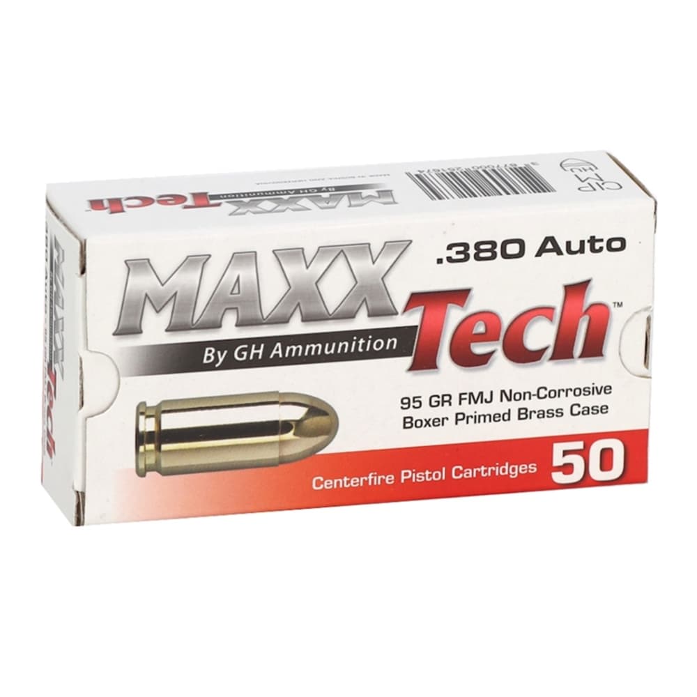 380 ACP 95gr FMJ Maxx Tech Pistol Ammo 100rds NO CC FEES..-img-0