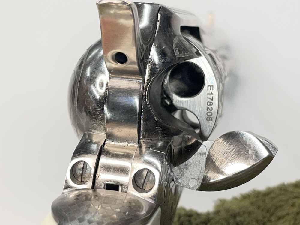 Taylor's & Co 1873 Outlaw Legacy nickel engraved 5.5" .357 mag SA revolver-img-25