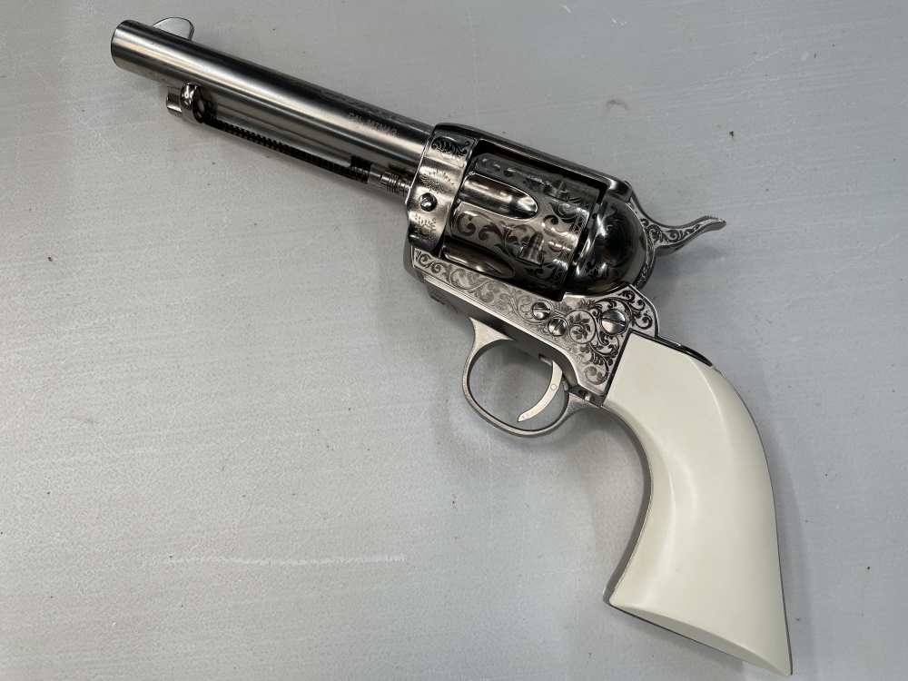 Taylor's & Co 1873 Outlaw Legacy nickel engraved 5.5" .357 mag SA revolver-img-1