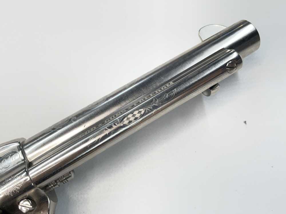 Taylor's & Co 1873 Outlaw Legacy nickel engraved 5.5" .357 mag SA revolver-img-6