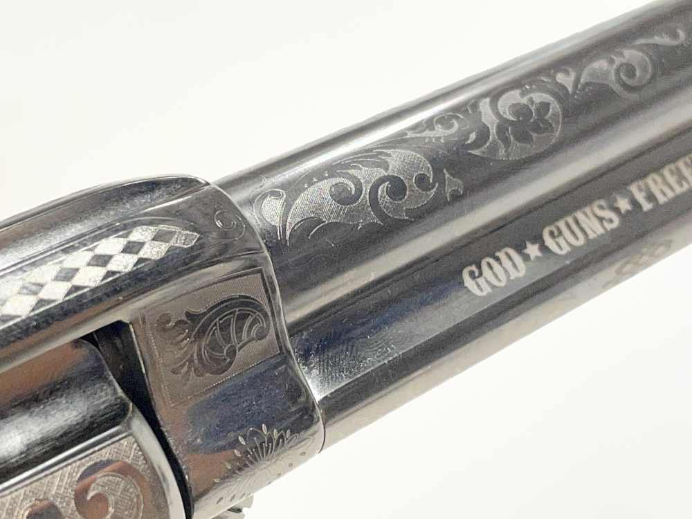 Taylor's & Co 1873 Outlaw Legacy nickel engraved 5.5" .357 mag SA revolver-img-11